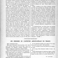 1849 - Page 1842 - Partie professionnelle, Hygiène, assistance, mutualité, intérêts corporatifs, variétés. L’actualité professionnelle. Hygiène infantile. L’enfant du second trimestre scolaire, par Pierre Labignette / Les origines de l’expertise médico-légale en France