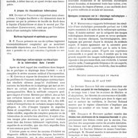 1962 - Page 1957 - Partie scientifique. L’actualité scientifique. Les Sociétés savantes. Paris. Société de médecine militaire Française, Séance du 11 mars 1937. Sur un cas d’agranulocytose / A propos du rhumatisme tuberculeux / Rythme bigéminé et aptitude au service / Le dépistage radioscopique systématique de la tuberculose dans l’armée / Quelques remarques sur le « dépistage radiologique » de la tuberculose pulmonaire / Société odontologique de France, Séance du 27 avril 1937