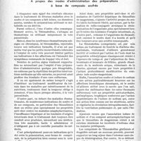 1965 - Page 1960 - Partie scientifique. L’actualité scientifique. Thérapeutique. A propos des modes d'administration des préparations à base de composés soufrés