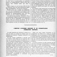 1973 - Page 1968 - Partie professionnelle, Hygiène, assistance, mutualité, intérêts corporatifs, variétés. L’actualité professionnelle. Hygiène professionnelle. Un nouveau contrepoison de l’oxyde de carbone / L’institut d’hygiène dentaire et de stomatologie (fondation Eastman)
