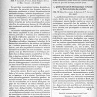 2041 - Page 2034 - Partie Scientifique. L’actualité scientifique. Les Sociétés Savantes. Paris. Société médicale des hôpitaux de Paris. Deux cas d’arthrite gonococcique grave do la hanche avec lésions osseuses (coxite), (26-2-1937) / Le prélèvement direct intrabronchique du bacille de Koch et division des crachats, (26-2-1937) / Société des chirurgiens de Paris. Séance du 7 mai 1937