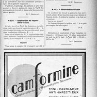 2066 - Page LI-2059 - Correspondance. Application des tarifs d’honoraires. Le principe du « Médecin le plus rapproché » / Application de rayons ultra-violets / Intervention de nuit