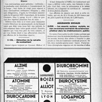 2130 - Page LV-2123 - Correspondance. Questions médico-militaires. Périodes d'instruction obligatoires / Obtention de la retraite du combattant / Assurances sociales. Les assurés sociaux assistés ou non ne sont pas contraints de se faire hospitaliser dans les établissements publics
