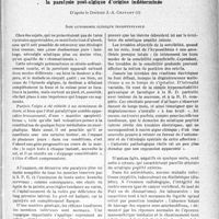2156 - Page 2149 - Partie Scientifique. La clinique au goût du jour. Une variété de paralysie isolée du Sciatique poplité externe : la paralysie poste-algique d’origine indéterminée, d’après le Docteur J. -A. Chavany. Son autonomie clinique incontestable