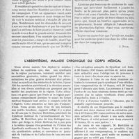 2207 - Page 2200 - Propos du jour. Les causes de la crise médicale actuelle [J. Noir] / L’absentéisme, maladie chronique du corps médical