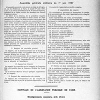 2240 - Page 2283 - Partie Professionnelle, Hygiène, Assistance, Mutualité, Intérêts corporatifs, Variétés. Travaux originaux. Bulletin de l’Actualité. Ligue médicale de défense professionnelle. « Le Sou Médical ». Assemblée générale ordinaire du 1er juin 1937 / Hôpitaux de l’assistance publique de Paris. Enseignement, concours, avis divers