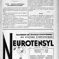 2250 - Page LV-2243 - Correspondance. Application des tarifs d’honoraires. Accidents du Travail. Fracture de la clavicule, appareillage avec extension / Injection antitétanique par méthode de Besredka