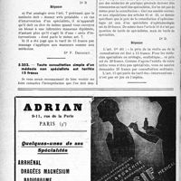 2303 - Page 2296-XLIV - Correspondance. Application des tarifs d’honoraires. Accidents du Travail. Massage par une infirmière sur ordonnance du médecin traitant / Toute consultation simple d’un médecin non spécialiste est tarifée 15 francs