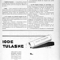2312 - Page IX-2305 - Dernières nouvelles. Groupement médical franco-tchécoslovaque / Académie Française / Suède / Le Ve Congrès de la Société Française de phoniatrie / Deuxième Congrès de l’insuffisance rénale / Le VIIe Congrès Français de gynécologie