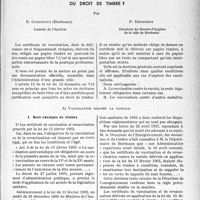 2342 - Page 2335 - Partie Professionnelle, Hygiène, Assistance, Mutualité, Intérêts corporatifs, Variétés. L’Actualité professionnelle. Les certificats de vaccination sont-ils exempts du droit de timbre ?, par E. Ginestous et P. Depierris. Vaccination contre la variole