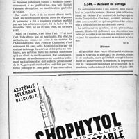 2359 - Page 2352-LII - Correspondance. Accidents du travail. Prélèvement de 10% sur les honoraires accidents à la charge de l’État / Accident de battage