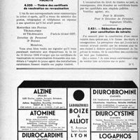2361 - Page 2354-LIV - Correspondance. Accidents du travail. L’intoxication par le benzol et ses dérivés est une maladie professionnelle protégée / Fiscalité. Timbre des certificats de vaccination ou revaccination / Déduction des primes pour constitution de retraite
