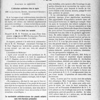 2390 - Page 2383 - Partie Scientifique. L’actualité scientifique. Les sociétés savantes. Paris. Académie de médecine. L’infection ourlienne chez le lapin, (1-6-1937) / Sur le droit des savants, (1-6-1937) / La vaccination antituberculeuse des grands enfants sans cuti-réactions préalables, (8-6-1937) / Visibilité de l’oreillette gauche en radiographie frontale, (8-6-1937)