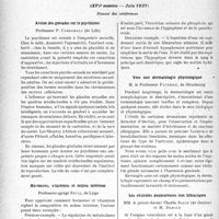 2391 - Page 2384 - Partie Scientifique. L’actualité scientifique. Les Congrès. Les journées médicales de Bruxelles, (XVIe session — Juin 1937). Résumé des conférences. Action des gonades sur le psychisme - Professeur P. Combemale / Hormones, vitamines et milieu intérieur - Professeur agrégé Brull / Vers une dermatologie physiologique - M. le Professeur Pautrier / Les vésicules douloureuses non lithiasiques - MM. le privat-docent Charlie Saloz et M. Demole