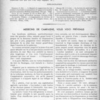 2401 - Page 2394 - Partie Professionnelle, Hygiène, Assistance, Mutualité, Intérêts corporatifs, Variétés. Travaux originaux. Déontologie. Le « service de santé » dans l’assurance sur la vie. La prophylaxie individuelle, systématique, périodique et gratuite / Médecins de campagne, vous voici prévenus
