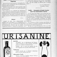 2412 - Page XLI-2405 - Correspondance. Fiscalité. L’impôt général sur les revenus en 1937 / Recours en matière fiscale / Exemption d’impôt foncier pour les constructions neuves