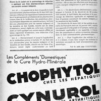 2427 - Page 2420-XII - A travers l’officiel. Décret du 31 juillet sur le pourcentage de réduction à appliquer aux frais pharmaceutiques afférents aux assurés sociaux indigents