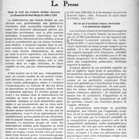 2440 - Page 2433 - Partie Scientifique. L'actualité scientifique. La Presse. Étude de neuf cas d’utérus doubles observés à la Maternité de Port-Royal de 1931 à 1937 [(Rev. Française de Gynécologie et d’Obstr. mai 1937)] / Sur un cas d’accidents rénaux consécutifs à la transfusion sanguine [(Journ. des S. médicales de Lille, 23 mai 1937)]