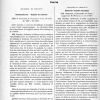 2441 - Page 2434 - Partie Scientifique. L'actualité scientifique. Les sociétés savantes. Paris. Académie de médecine. Ostéopsathyrose : Maladie de Lobstein, (8-6-1937) / Académie de chirurgie. Méniscite temporo-maxillaire, (14-4-1937)