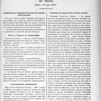 2442 - Page 2435 - Partie Scientifique. L'actualité scientifique. Les Congrès. Journées internationales de pathologie et d’organisation du travail, (Paris, 1-6 juin 1937). Communications. Considérations sur la législation Française des maladies professionnelles / Services d’urgence de traumatologie / L’oxycarbonémie professionnelle / Pathologie du travail chez la femme enceinte / Les annexites chez les femmes au travail