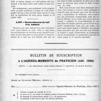 2469 - Page 2462-XLVI - Correspondance. Loyers. Réduction de 10% sur les loyers / Renouvellement du bail d’un médecin / Bulletin de souscription à l'agenda-memento du praticien (édit. 1938)