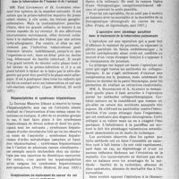 2492 - Page 2485 - Partie Scientifique. L'actualité scientifique. La Presse. Causes favorisantes des lésions de primo-infection dans la tuberculose de l’homme et de l’animal [(Lyon Médical, 25 avril 1937)] / Hépatonéphrites et syndromes hépatorénaux [(Paris Médical, 22 mai 1937)] / Complications du traitement du cancer du col par les radiations [(Rev. Français. de Gynécologie, mai 1937)] / L’apicolyse avec plombage paraffiné dans le traitement de la tuberculose pulmonaire [(Rev. Méd. Française, avril 1937)]