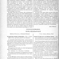 2505 - Page 2498 - Partie Professionnelle, Hygiène, Assistance, Mutualité, Intérêts corporatifs, Variétés. Travaux originaux. Bulletin de l’Actualité. A propos d’un récent arrêt de la cour de cassation. Le contrat de louage de services est-il compatible avec la profession médicale / Bibliographie. On peut faire reculer la tuberculose, Éditions Michelin / Leçons du jeudi soir à la Clinique Tarnier, par Louis Chapon, Vigot frères, éditeurs, Paris