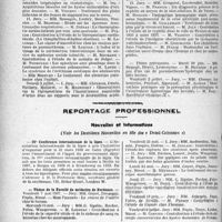 2511 - Page 2504 - Partie Professionnelle, Hygiène, Assistance, Mutualité, Intérêts corporatifs, Variétés. Faculté de médecine de Paris. Enseignement et actes de la Faculté / Reportage professionnel. Nouvelles et informations, (Voir les Dernières Nouvelles en tête des " Demi-Colonnes "). IVe Conférence internationale de la lèpre / Thèses de la Faculté de médecine de Bordeaux
