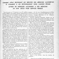 2534 - Page 2527 - Propos du jour. Comment l’état reconnaît les services des médecins aujourd'hui et comment il les reconnaissait sous l'ancien régime. lettres de noblesses accordées à des médecins au XVIIIe siècle pour services rendus [J. Noir]