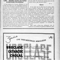 2578 - Page LV-2571 - Correspondance. Application des tarifs d’honoraires. Accidents du Travail. Suture partielle du tendon rotulien / Accidents et maladies professionnelles. Maladies causées par l’action du bichromate de potassium