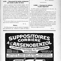 2692 - Page XLVII-2683 - Correspondance. Application des tarifs d’honoraires. Accidents du Travail. Pansement de jambe variqueuse par bande à pâte de Unna / A propos du médecin le plus rapproché