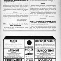 2694 - Page XLIX-2685 - Correspondance. Application des tarifs d’honoraires. Accidents du Travail. Déplacements exclusifs ou non ? / Fiscalité. Le pouvoir pour représenter un médecin devant le Conseil de famille est assujetti au timbre / Amortissement du prix d’achat d’une automobile / Exemption de timbre des certificats pour les membres de Sociétés de secours mutuels approuvées