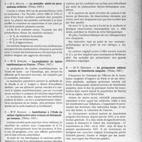 2738 - Page 2729 - Partie scientifique. L’actualité scientifique. Les thèses. La première année du pneumothorax artificiel, par Dr L. Meyer (Thèse, 1937) / La prophylaxie du typhus exanthématique en Tunisie, par Dr G. Durand (Thèse, 1937) / Contribution à l’étude du carbone végétal activé intra-veineux en thérapeutique humaine, par Dr P. Bonnot (Thèse, 1937) / Le groupement médical nantais de transfusion sanguine, par Dr P. Crochet (Thèse, 1937) / Organisation de la vente d’un lait pur, par Dr M. Demigneux (Thèse, 1937)