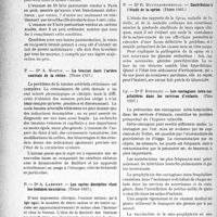 2739 - Page 2730 - Partie scientifique. L’actualité scientifique. Les thèses. Organisation de la vente d’un lait pur, par Dr M. Demigneux (Thèse, 1937) / La tension dans l’artère centrale de la rétine, par Dr A. Martin (Thèse 1937) / Les caries dentaires chez les femmes enceintes, par Dr A. Lambert (Thèse 1937) / Contribution à l’étude de la sprue, par Dr G. Devillechabrolle (Thèse 1937) / Les contagions intra-hospitalières dans les services d’enfants, par Dr F. Ribollet (Thèse 1937)