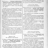 2798 - Page 2789 - Partie scientifique. L'Actualité scientifique. Les livres. Chirurgie et radiations dans le traitement des cancers superficiels ou peu profonds, par Henri Fruchaud, Imprimerie du commerce Angers / Quelques vérités premières (ou soi-disant telles) en oto-rhino-laryngologie, par Marcel Ombrédanne, Masson et Cie, éditeurs / L’homoeopathie sans mystère, par Docteur Louis Bercher, Gaston Doin et Cie, éditeurs, Paris (VIe)