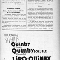 2886 - Page LXI-2877 - A travers l’officiel. Application des tarifs d’honoraires. Pensionnés de guerre. Instillation uréthrale avec une injection hypodermique en plus / Questions diverses. Application de la réduction de 10% sur les loyers