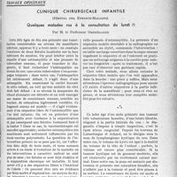 2906 - Page 2897 - Partie scientifique. Travaux originaux. Clinique chirurgicale infantile, (Hôpital des Enfants-Malades). Quelques malades vus à la consultation du lundi, par M. le Professeur Ombrédanne