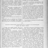 2916 - Page 2907 - Partie scientifique. Travaux originaux. La clinique syphiligraphique au goût du jour. L’importance des signes « mineurs » pour dépister les syphilis frustes, latentes ou ignorées, d’après le Docteur L. -C. Waintraub. Ce sont des syndromes, sans caractère spécifique, qui prennent la valeur d’une présomption, quand un examen minutieux permet d’en grouper quelques-uns / Quelques observations concluantes; où la syphilis fut diagnostiquée grâce aux petits signes