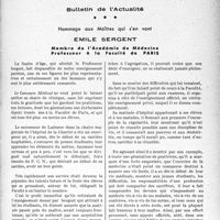 2926 - Page 2917 - Partie professionnelle, Hygiène, Assistance, Mutualité, Intérêts corporatifs, Variétés. Bulletin de l’Actualité. Hommage aux Maîtres qui s'en vont. Emile Sergent