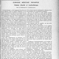 2966 - Page 2957 - Partie scientifique. Travaux originaux. Clinique médicale infantile. Diabète infantile et insulinothérapie, par le Professeur P. Lereboullet