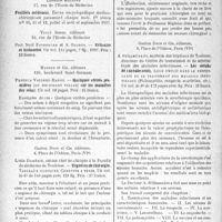 2985 - Page 2976 - Partie scientifique. L'actualité scientifique. Les livres. Les livres qui viennent de paraître... / Quelques vérités premières (ou soi-disant telles) sur les maladies des reins, par Pasteur Vallery-Radot, Masson et Cie, éditeurs / Urgences de chirurgie, par Louis Dambrin, Gaston Doin et Cie, éditeurs, Paris (Vie) / Les sérums de convalescents, par A. Stillmunkes, Gaston Doin et Cie, éditeurs, Paris (VIe)