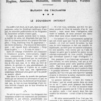 2988 - Page 2979 - Partie professionnelle, Hygiène, Assistance, Mutualité, Intérêts corporatifs, Variétés. Bulletin de l’Actualité. Le souverain interdit
