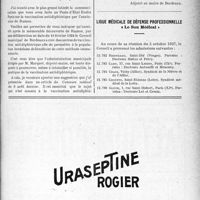 3074 - Page LIII-3065 - A Travers l’officiel. A propos de la vaccination antidiphtérique / Ligue médicale de défense professionnelle, « Le Sou Médical »