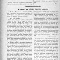 3097 - Page 3104 - Propos du jour. Des causes de l'indifférence regrettable des praticiens à l'égard du syndicalisme / Le budget du médecin praticien Français [J. Noir]