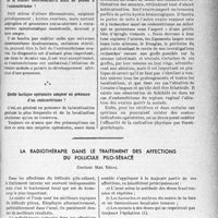 3100 - Page 3107 - Partie scientifique. Travaux originaux. De l’endométriome. (A propos d'une observation d’endométriome du ligament rond), par M. Marcel Chaton. Quelles sont les manifestations cliniques de l’endométriome ? / A propos de quelles affections de la sphère génitale de la femme conviendrait-il ainsi de penser à l'endométriome ? / Quelle tactique opératoire adopter en présence d’un endométriome ? / La radiothérapie dans le traitement des affections du follicule pilo-sébace, Docteur Max Ségal