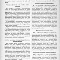 3185 - Page 3192 - Partie scientifique. L'actualité scientifique. Les Sociétés Savantes. Toulouse. Société de médecine. Un cas de spirochétose ictérigène à début paraplégique / Volumineux diverticules de la troisième portion duodénale / Évolution radiologique et clinique typique d’une crise d’ulcus gastrique / Lipodystrophie symétrique à prédominance thoraco-abdominale / Tumeur du rein à forme ganglionnaire / Mélano-sarcome secondaire du foie / Tumeur solide du testicule totalement translucide