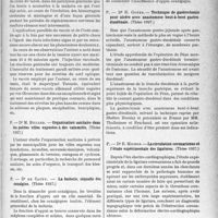 3188 - Page 3195 - Partie scientifique. L'actualité scientifique. Les Thèses. La vaccinothérapie neurotrope, par Dr J. Frigo Claros, 1937 / Organisation sanitaire dans les petites villes exposées à des calamités, par Dr M. Billard, 1937 / La boiterie, séquelle des coxalgies, Dr de Cacny, 1937 / Technique de gastrectomie pour ulcère avec anastomose bout-à-bout gastroduodénale, par Dr R. Goyer, 1937 / Lacirculation coronarienne et l'étude expérimentale des ligatures, par Dr R. Mignon, 1937