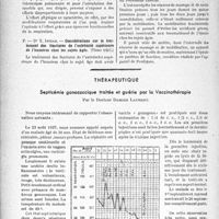 3189 - Page 3196 - Partie scientifique. L'actualité scientifique. Les Thèses. Les épreuves fonctionnelles respiratoires. Leur valeur dans l'appréciation de l’aptitude à l’effort, par Dr R. Brandel, 1937 / Considérations sur le traitement des fractures de l’extrémité supérieure de l’humérus chez les sujets âgés, par Dr Y. Inizan, 1937 / Thérapeutique. Septicémie gonococcique traitée et guérie par la Vaccinothérapie, par le Docteur Damien Laurent