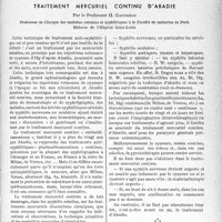 3230 - Page 3237 - Partie scientifique. Travaux originaux. Traitement mercuriel continu d’abadie, par le Professeur H. Gougerot