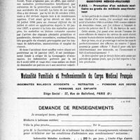 3273 - Page 3278-XLII - Correspondance. Accidents du travail. La brûlure par projection de ciment est un accident du travail / Questions médico-militaires. Promotion d’un médecin auxiliaire au grade de médecin sous-lieutenant